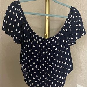 Blue & white off the shoulder top